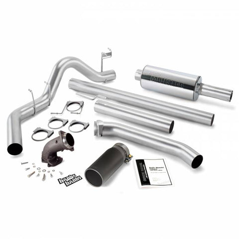 Monster Exhaust w/Power Elbow, 4-inch Single Exit includes Power Elbow for 1998-2002 Dodge Ram 2500/3500 5.9L Cummins, SC 24V