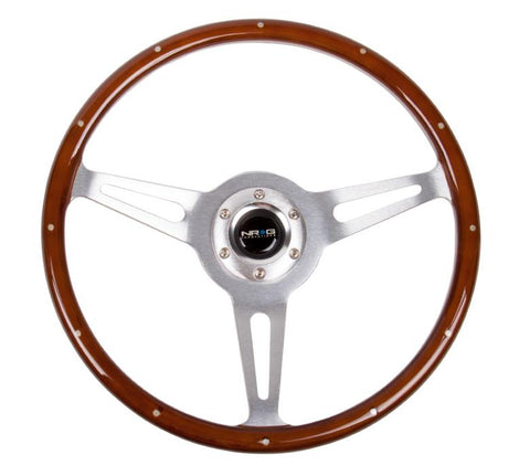 Classic Wood Grain Wheel, Brushed aluminum, 380mm / 14.5"